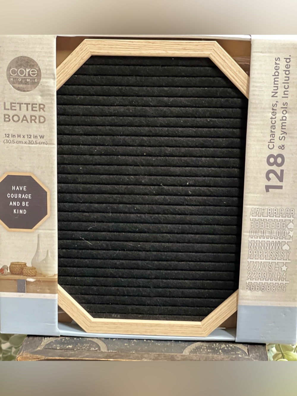 Octagon Wood Frame Felt Letter Board - Black